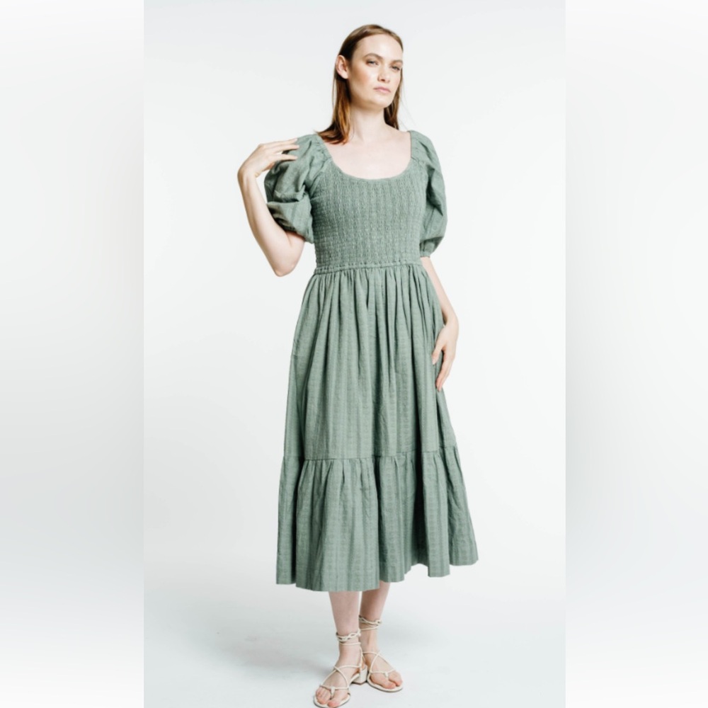 LAUDE the Label Frida Midi Dress in Azure Broderie size S/M NWOT